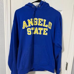 Champion Blue Hoodie with Yellow 'Angelo State'